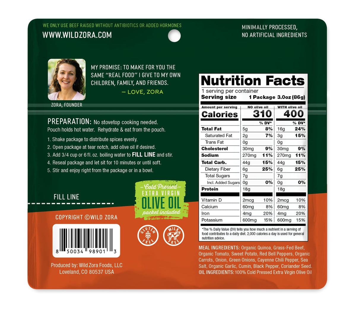 Wild Zora Organic Quinoa Bowls – Quick Gluten-Free Meals (5-Pack) with Lentils + 10g Olive Oil Pack