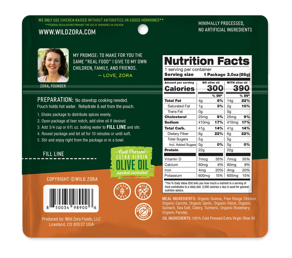 Wild Zora Organic Quinoa Bowls – Quick Gluten-Free Meals (5-Pack) with Lentils + 10g Olive Oil Pack