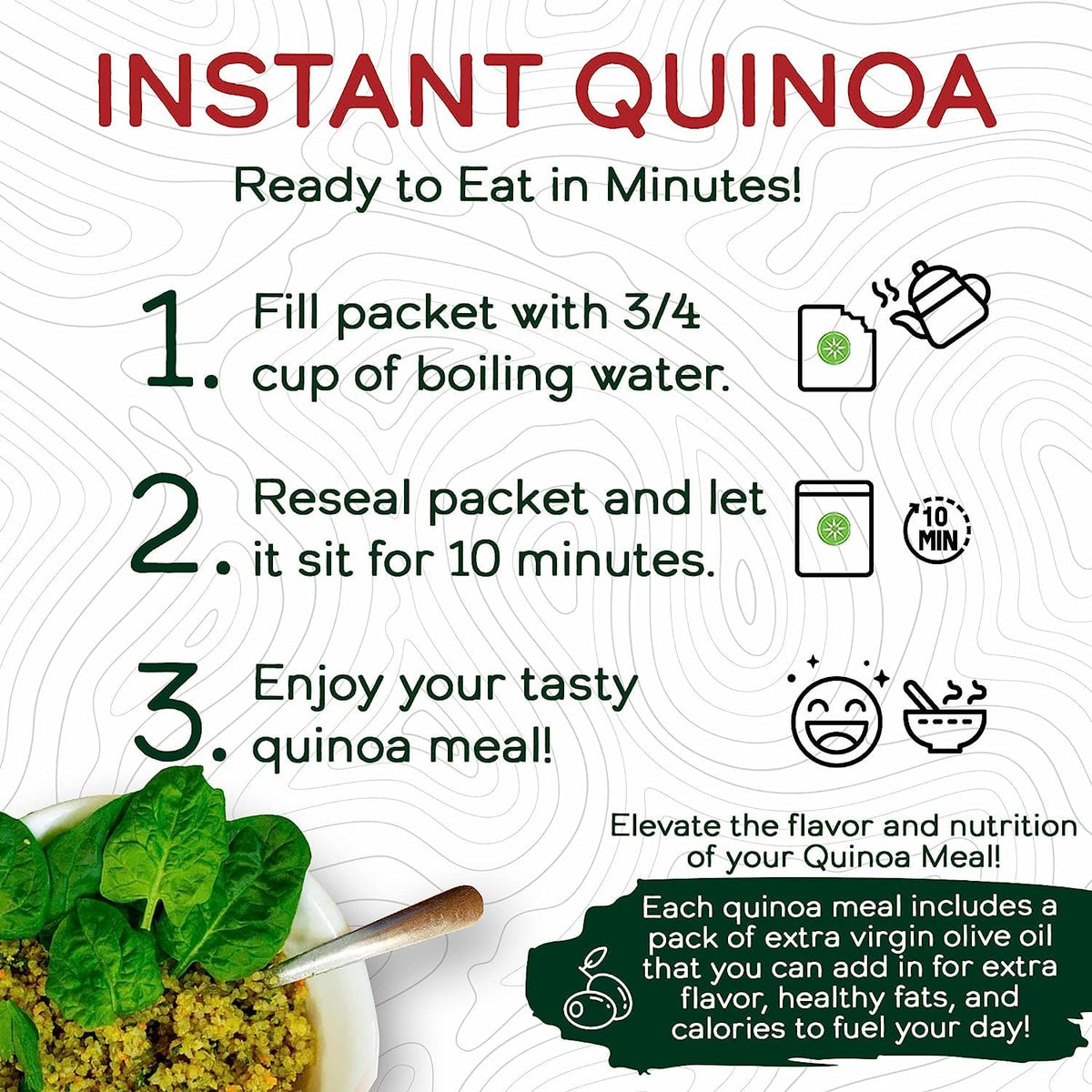 Wild Zora Organic Quinoa Bowls – Quick Gluten-Free Meals (5-Pack) with Lentils + 10g Olive Oil Pack