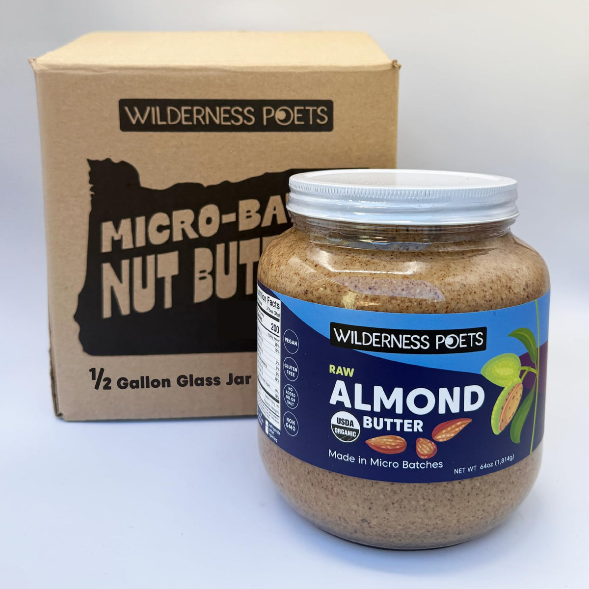 Wilderness Poets Almond Butter – Organic Raw Nut Butter (4 Pound) – Vegan, Gluten Free, Non-GMO, No Salt, No Sugar