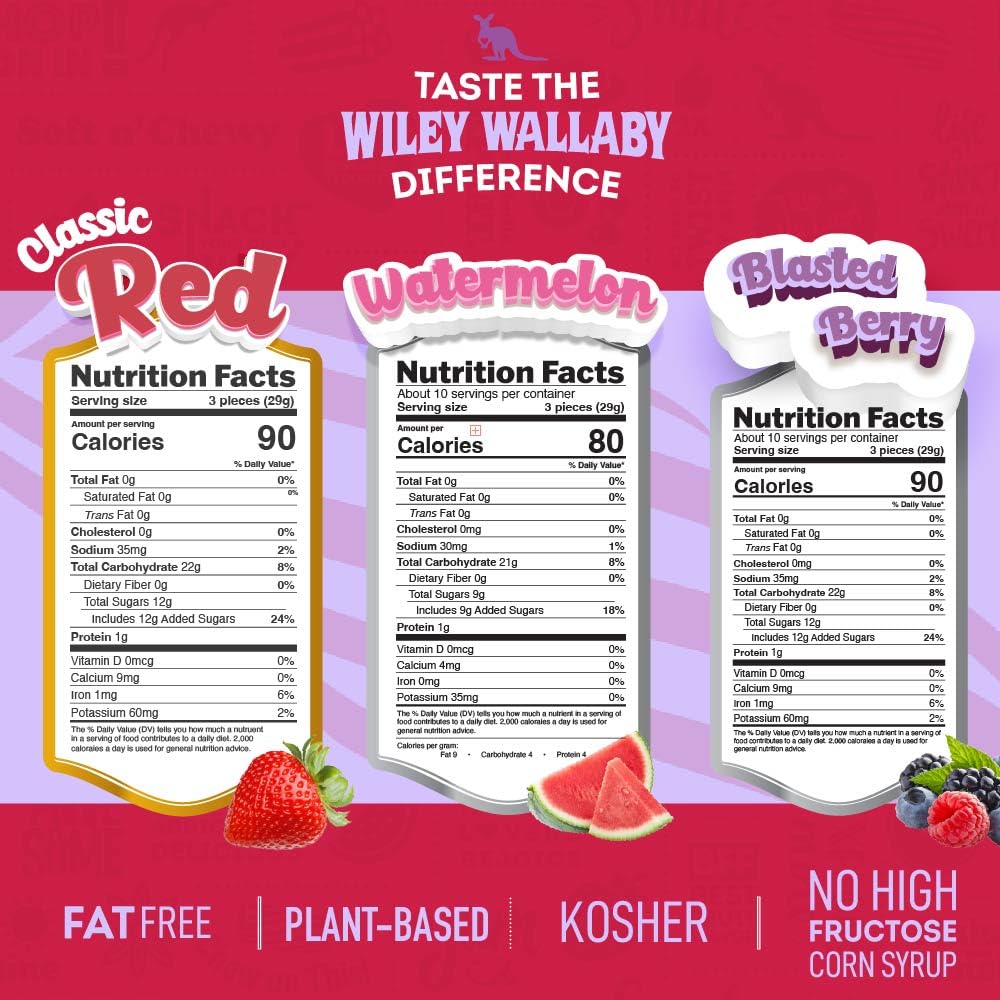 Wiley Wallaby Licorice 10 oz | Gourmet Soft & Chewy Australian Vegan Candy – 6 Pack