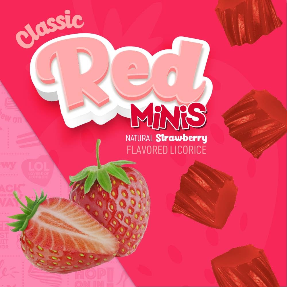 Wiley Wallaby Mini Licorice Bites – Classic Red, Soft & Chewy 0.5oz, 80-Count
