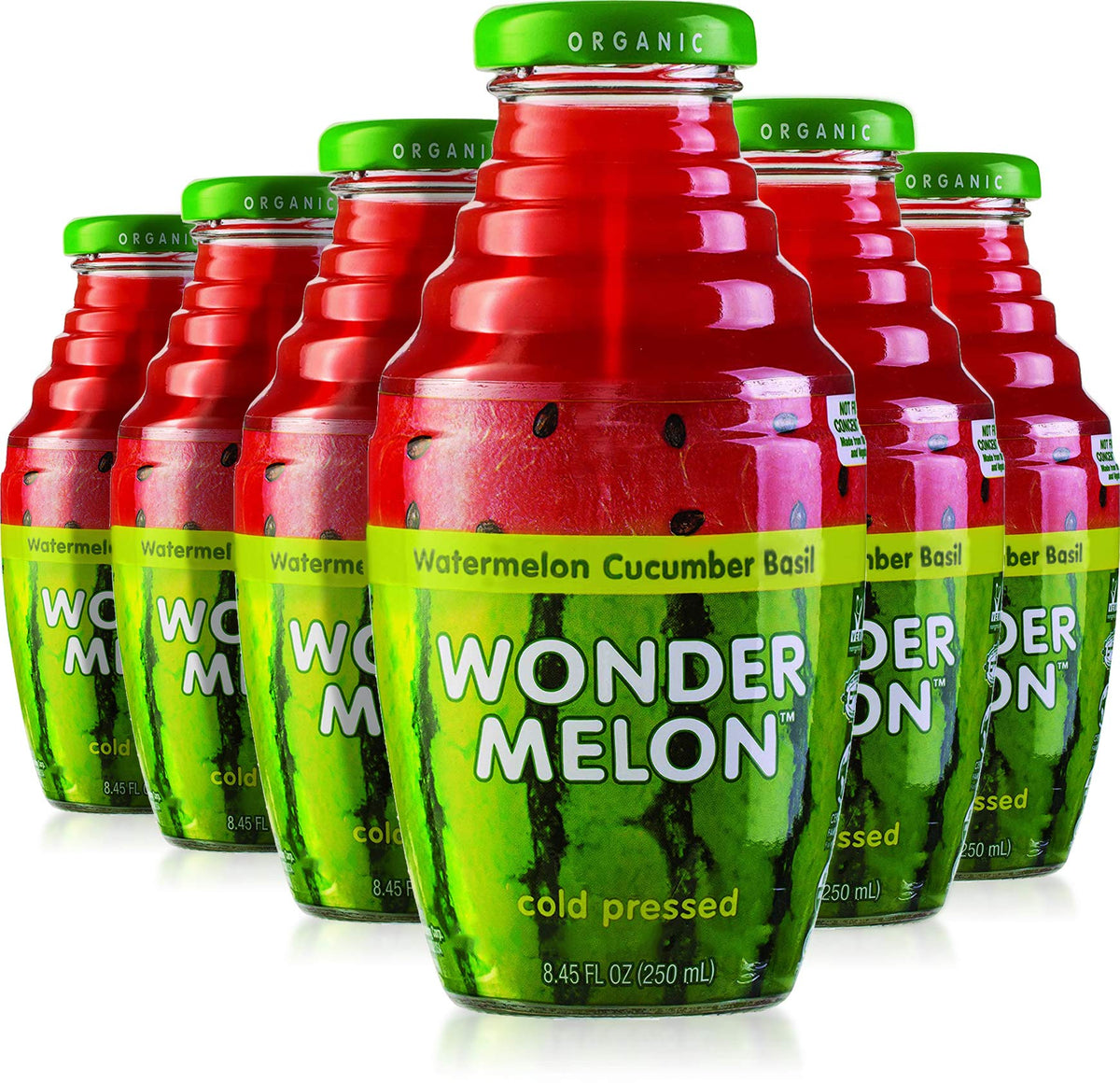 Wonder Melon Organic Watermelon Juice with Cucumber & Basil – Cold Pressed, 6 Pack