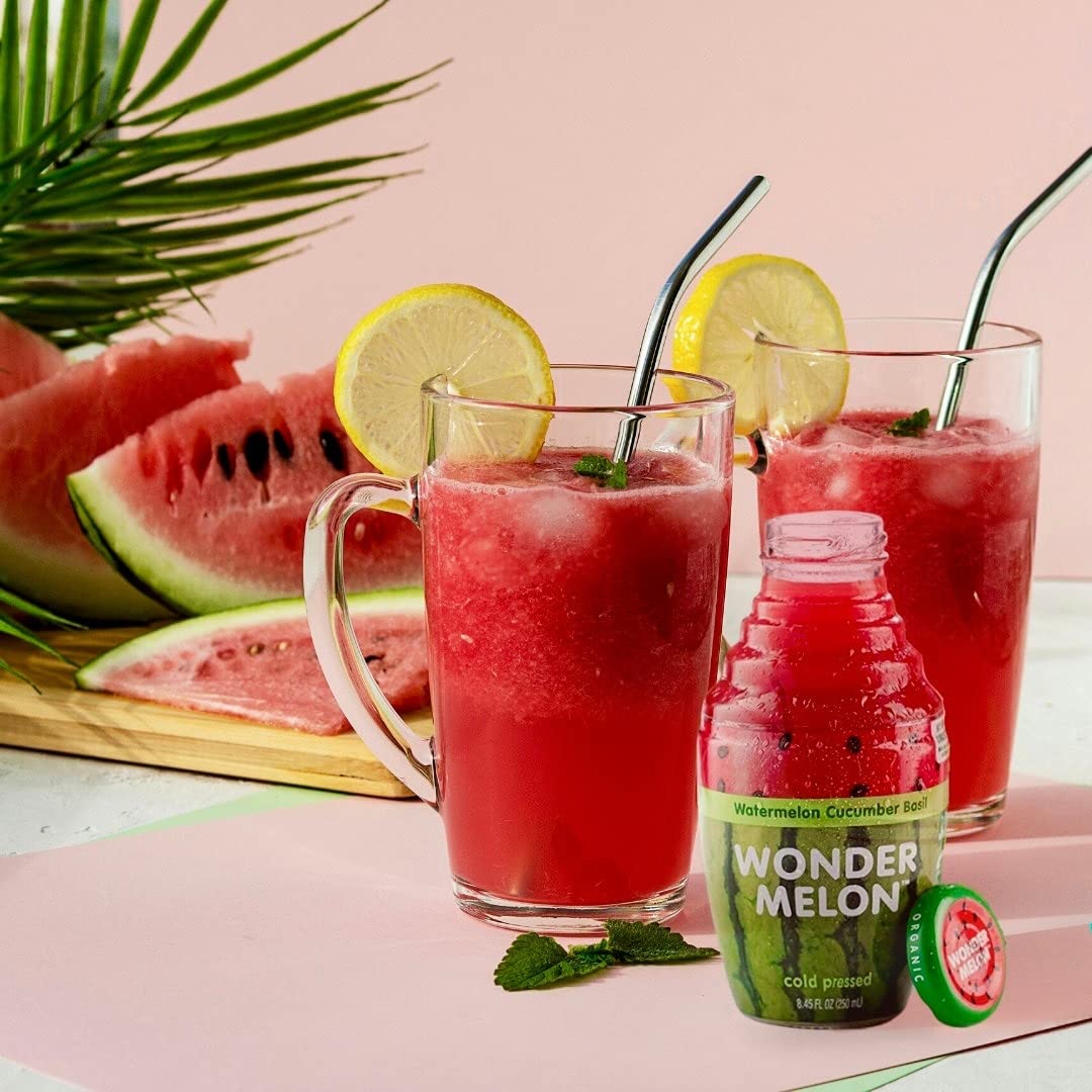Wonder Melon Organic Watermelon Juice with Cucumber & Basil – Cold Pressed, 6 Pack