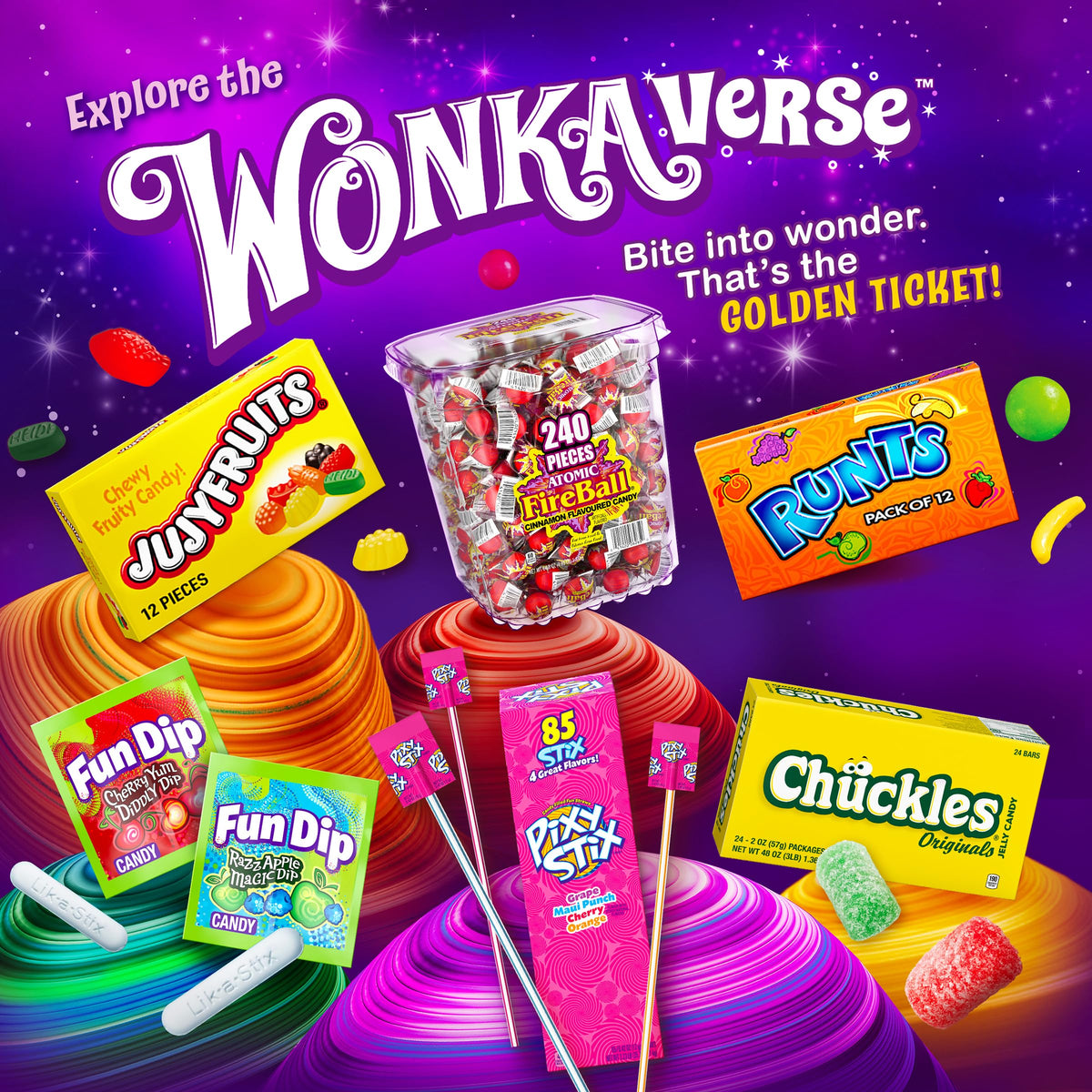 Wonka Pixy Stix 85ct Variety Sour Straws – Grape, Maui Punch, Cherry & Orange