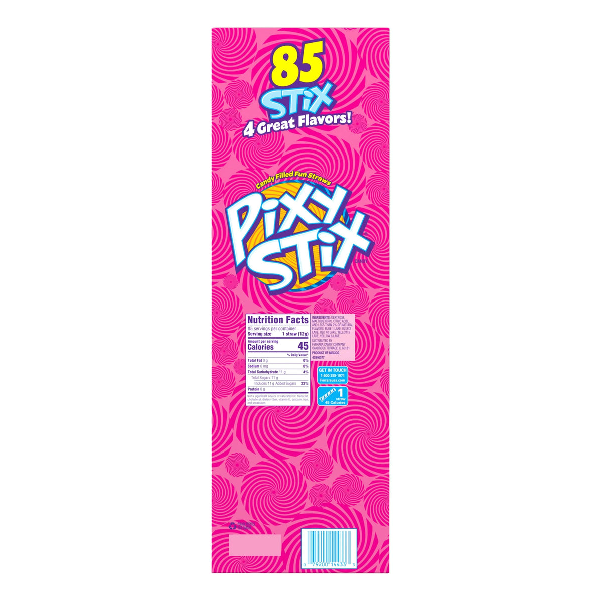 Wonka Pixy Stix 85ct Variety Sour Straws – Grape, Maui Punch, Cherry & Orange
