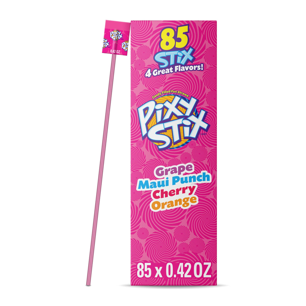 Wonka Pixy Stix 85ct Variety Sour Straws – Grape, Maui Punch, Cherry & Orange