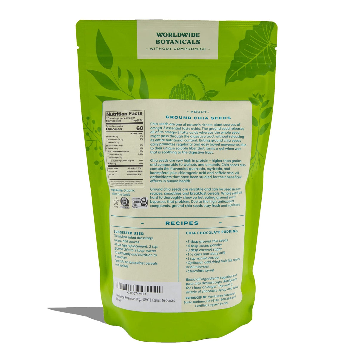 Worldwide Botanicals Organic Ground Chia Seeds – 2 x 1 lb, Gluten-Free & Vegan