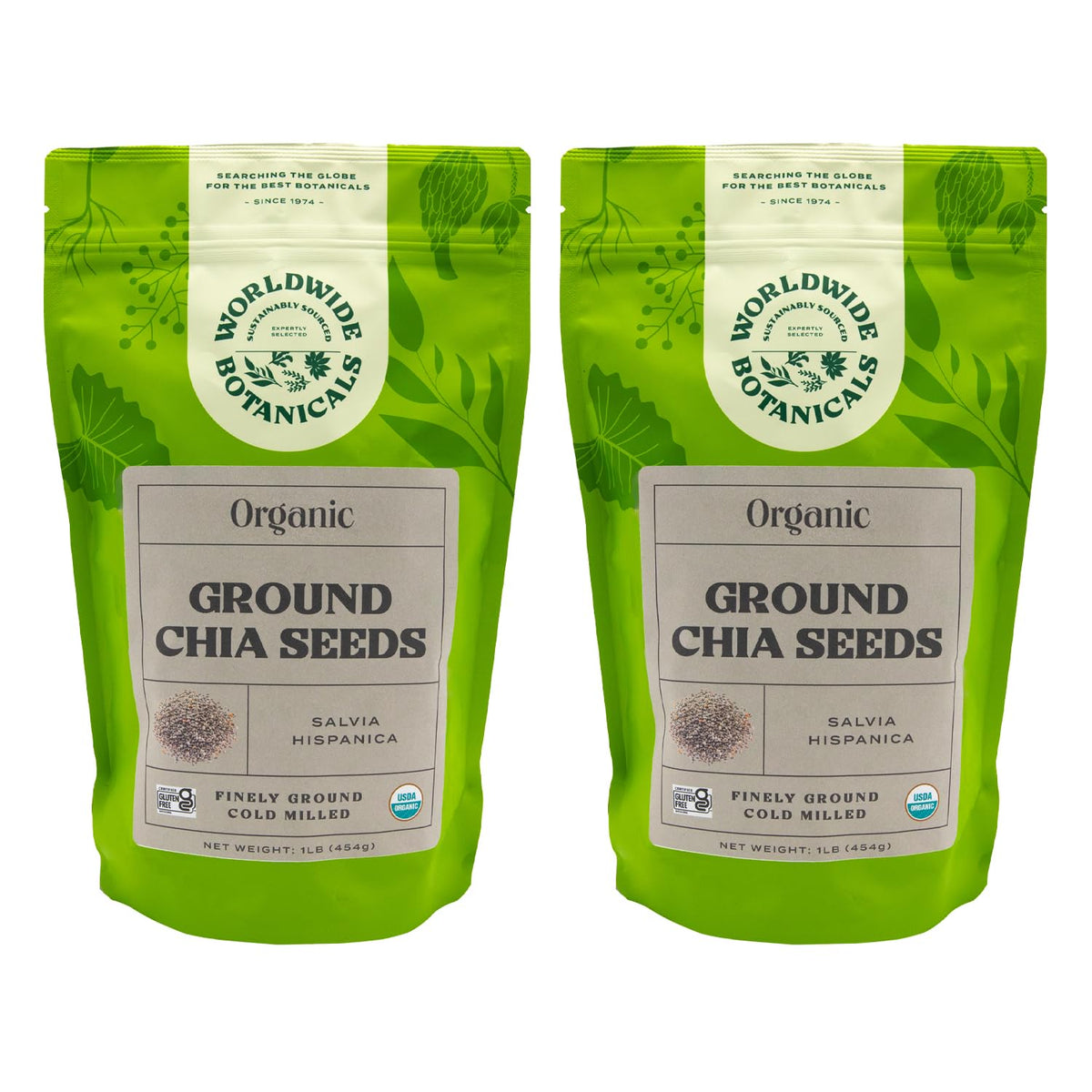 Worldwide Botanicals Organic Ground Chia Seeds – 2 x 1 lb, Gluten-Free & Vegan