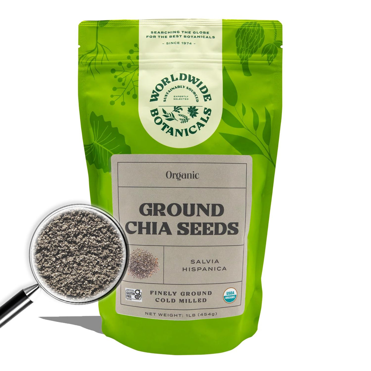 Worldwide Botanicals Organic Ground Chia Seeds – 2 x 1 lb, Gluten-Free & Vegan