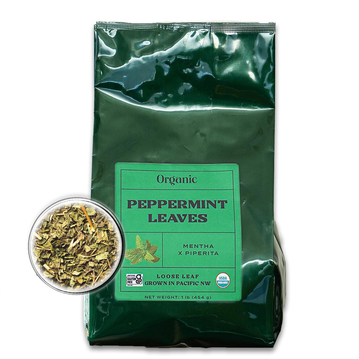 Worldwide Botanicals Organic Peppermint Loose Leaf Tea, 1 lb – Pacific Northwest Grown, Highly Aromatic, Caffeine Free