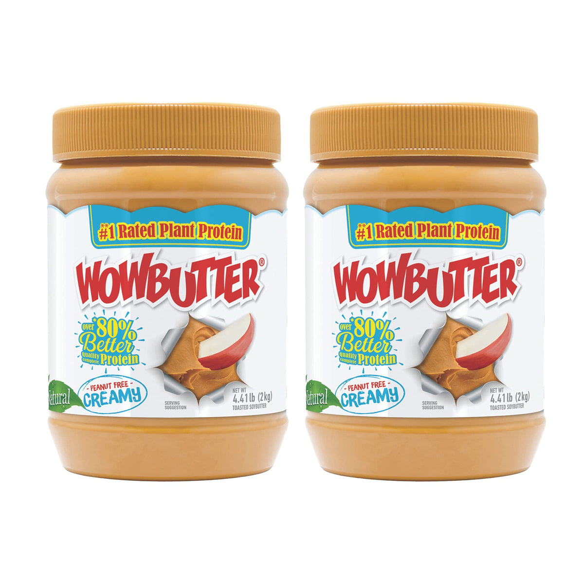 Wowbutter Natural Peanut Free Creamy 4.4lb Jars, 2 Pack | Nut-Free Plant Protein Spread