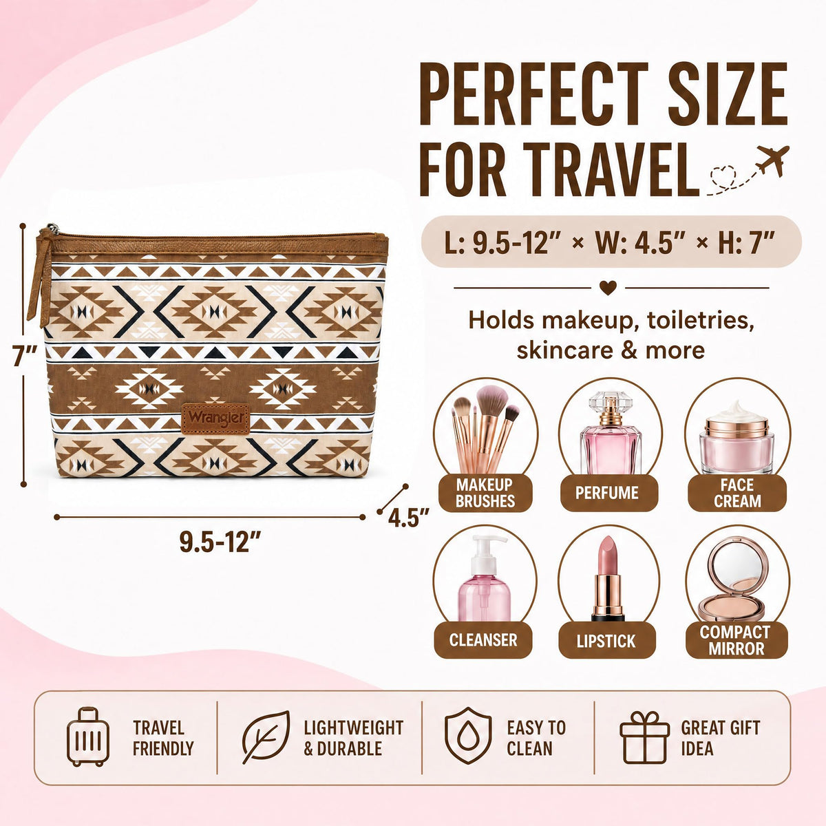 Wrangler Makeup Bag Travel Toiletry Bag Waterproof Cosmetic Bag for Women