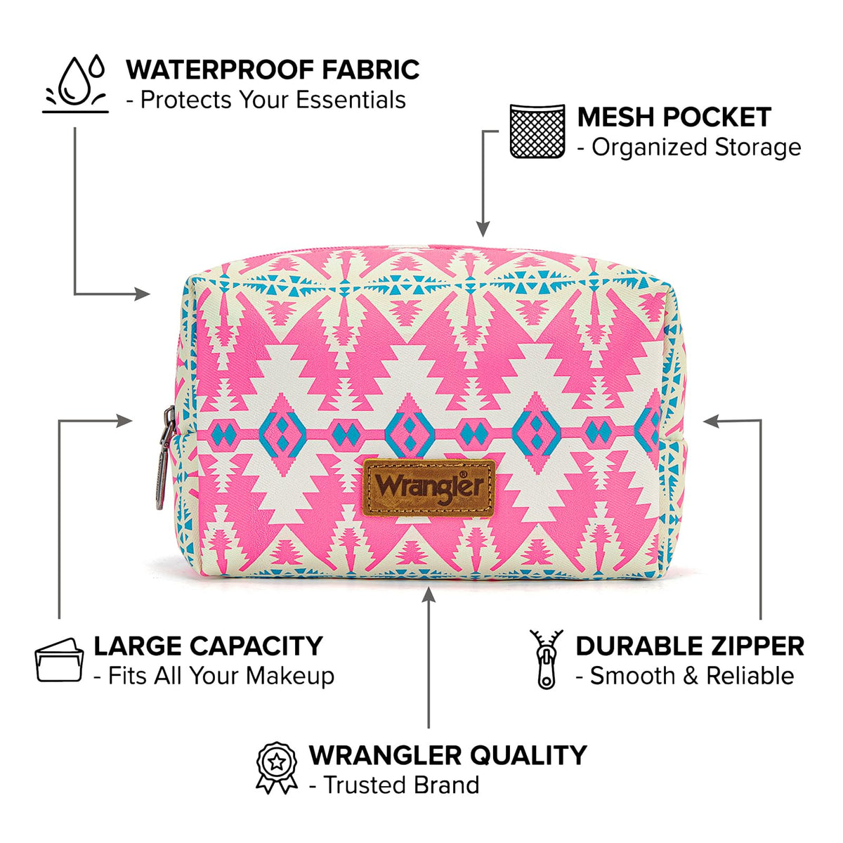 Wrangler Travel Makeup Bag Portable Cosmetic Bag for Women Waterproof