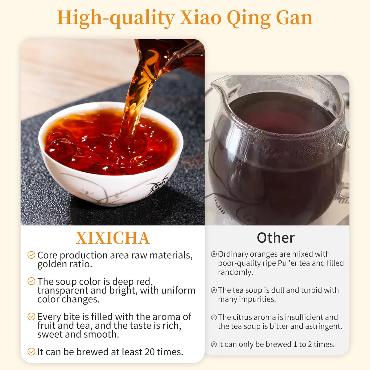 XIXICHA Puerh Tea – Premium Tangerine Peel Pu-erh, 160g (Xiao Qing Gan Xinhui ChenPi)