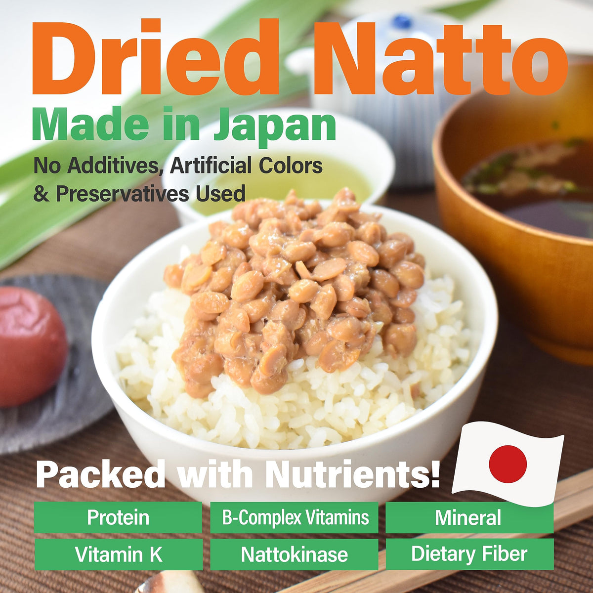 YAMASAN KYOTO UJI Natto Freeze-Dried 3-Set – Probiotic Japanese Natto Beans, 3 x 70g, Vegan