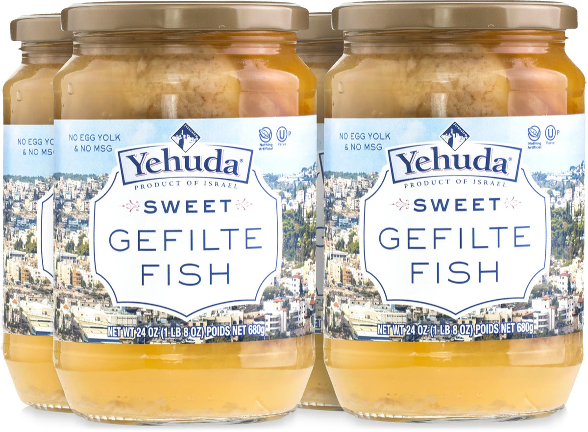 Yehuda Sweet Gefilte Fish, 24oz (4 Pack) – Kosher for Passover, No MSG, Protein Rich