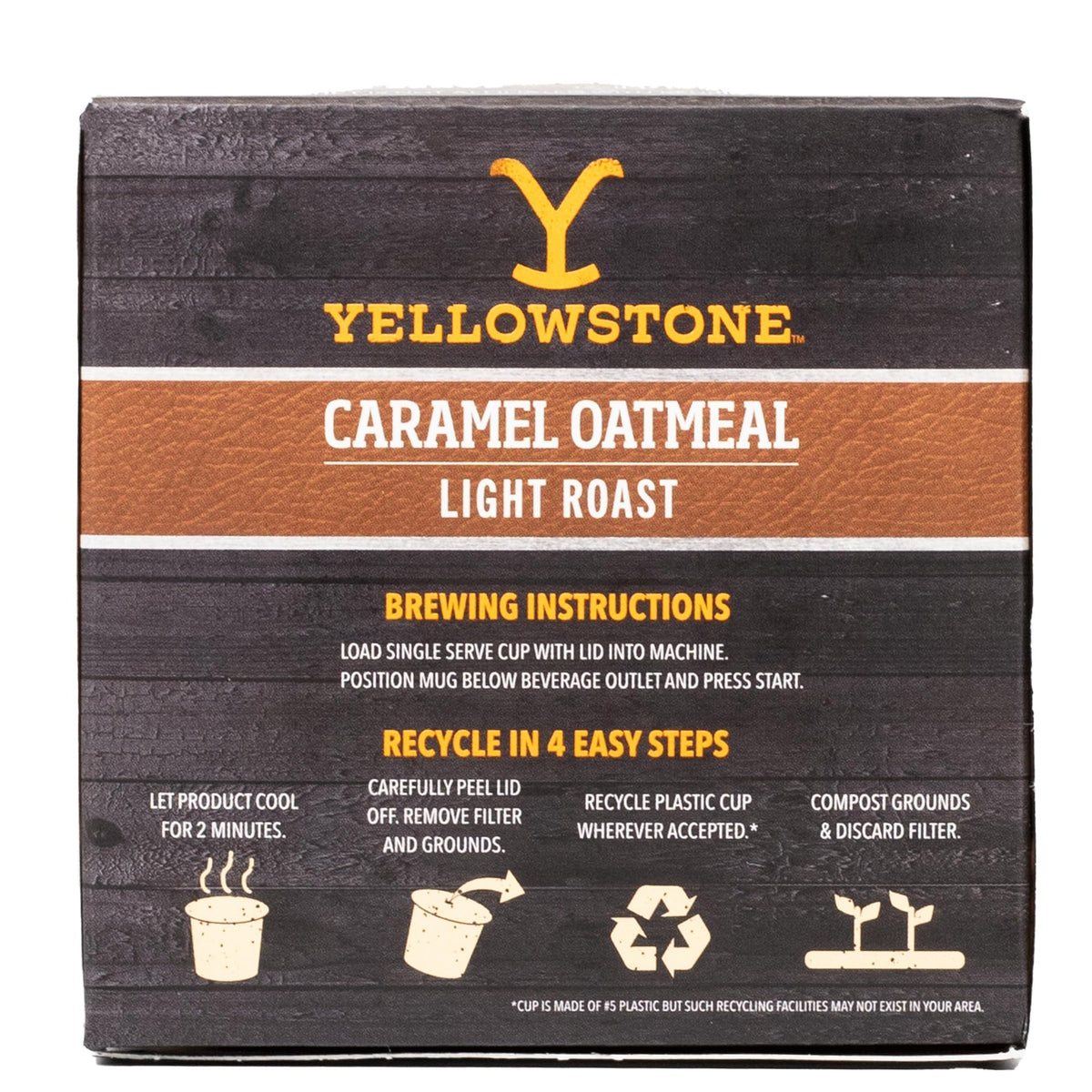 Yellowstone Caramel Oatmeal Light Roast Coffee Pods – 100% Arabica, Recyclable, 36 Count