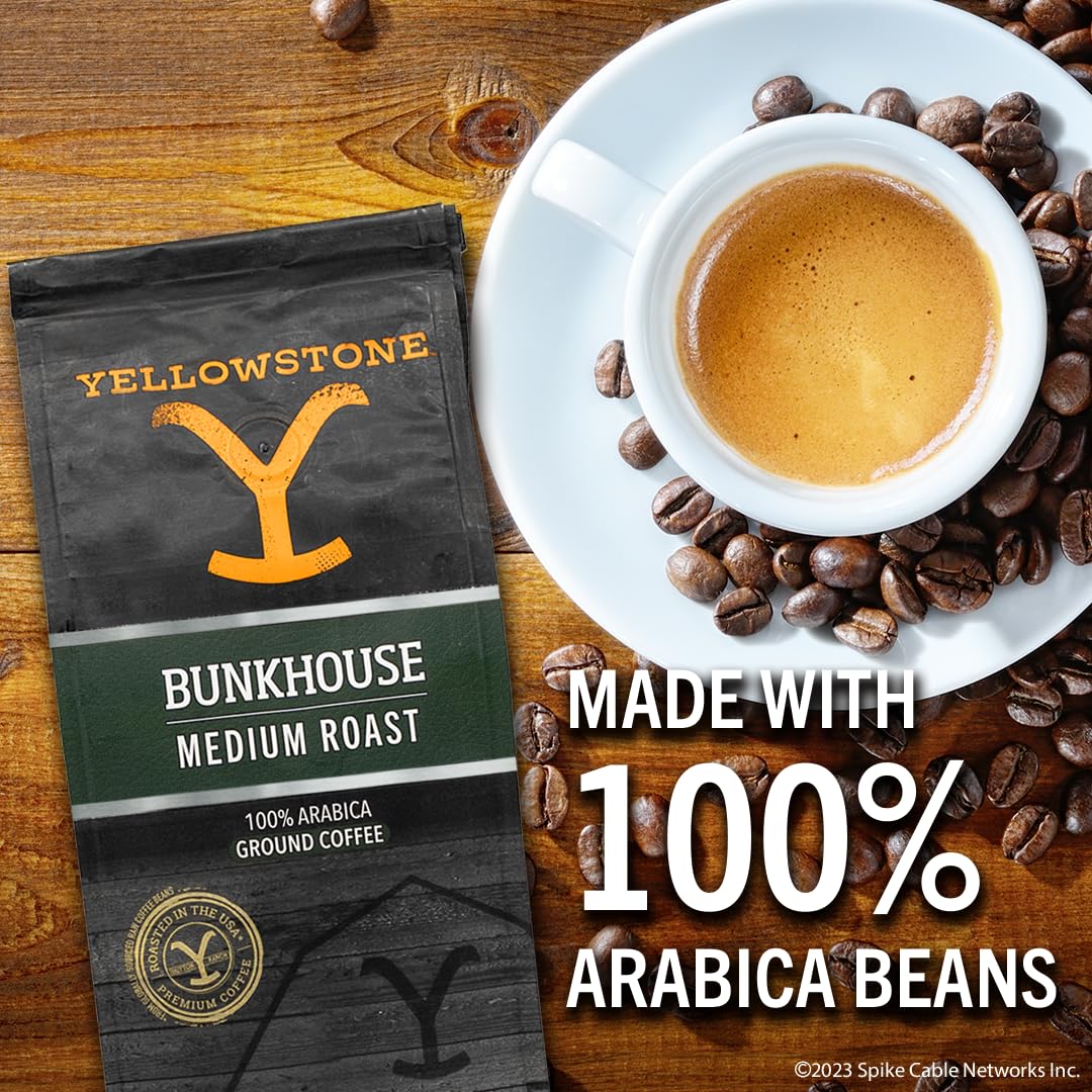 Yellowstone Bunkhouse Medium Roast Coffee – 100% Arabica Ground, 36 oz