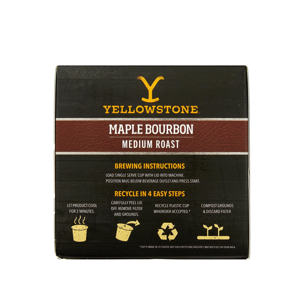 Yellowstone Maple Bourbon Medium Roast Coffee Pods – 36 Count, 100% Arabica