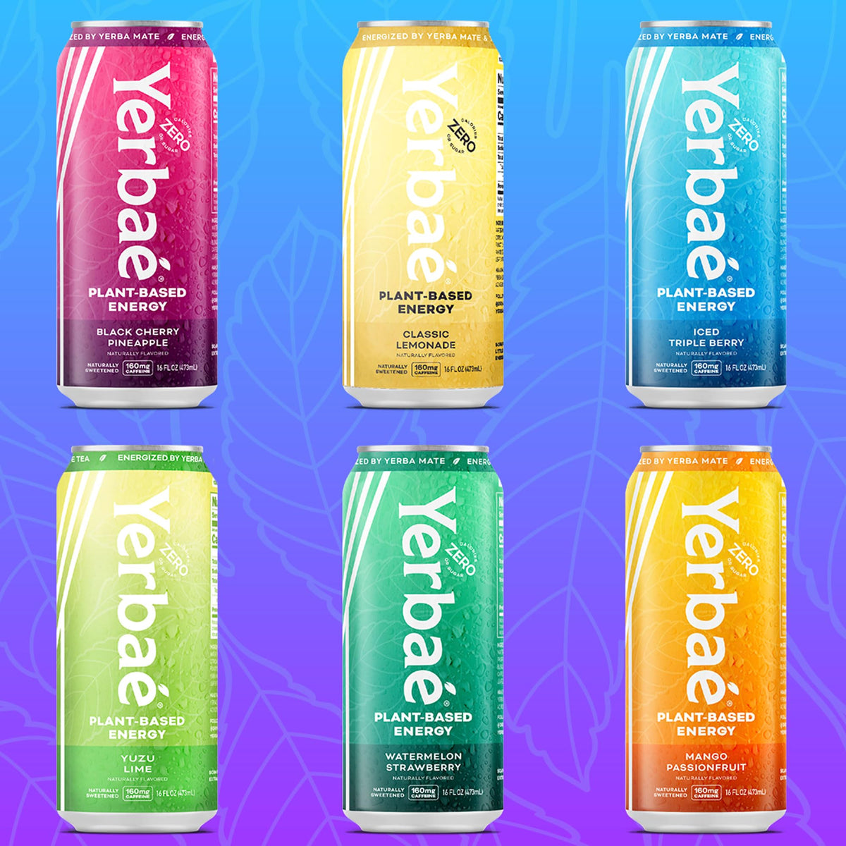 Yerbaé Assorted Flavors – Plant-Based Energy Drinks | Zero Sugar, Zero Calories, Zero Carbs | 16 Fl Oz (Pack of 12)