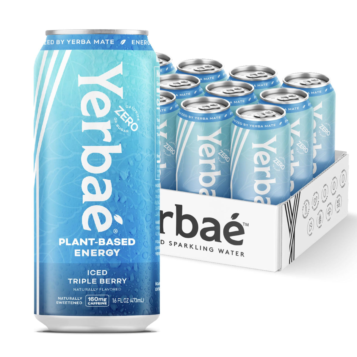 Yerbaé Energy Beverage Iced Triple Berry - 0 Sugar, 0 Calories, 160mg Caffeine | 16oz Cans (12 Pack) | Plant-Based Energy