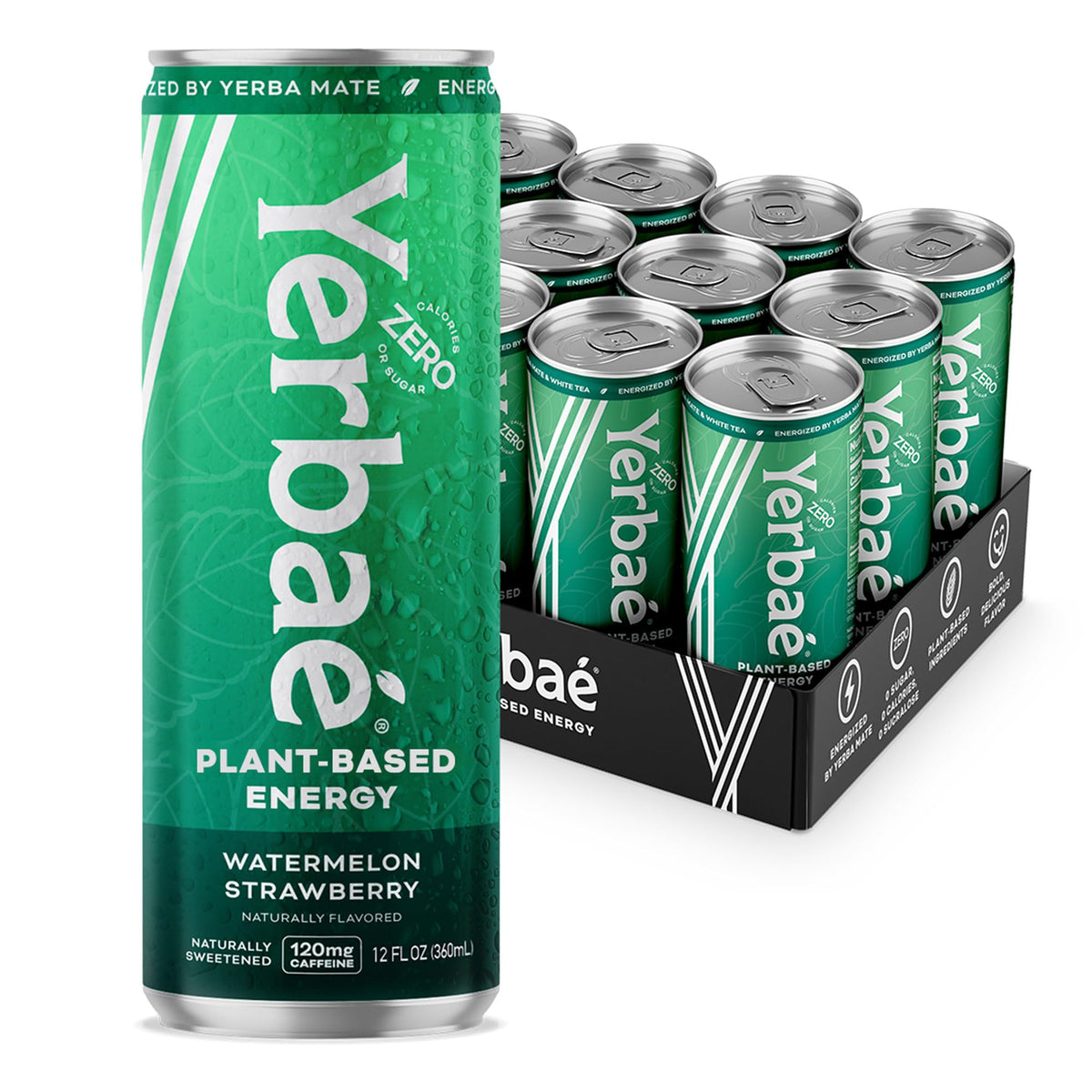 Yerbaé Watermelon Strawberry Energy Beverage – 120 mg Caffeine, Sugar-Free (12x12oz)