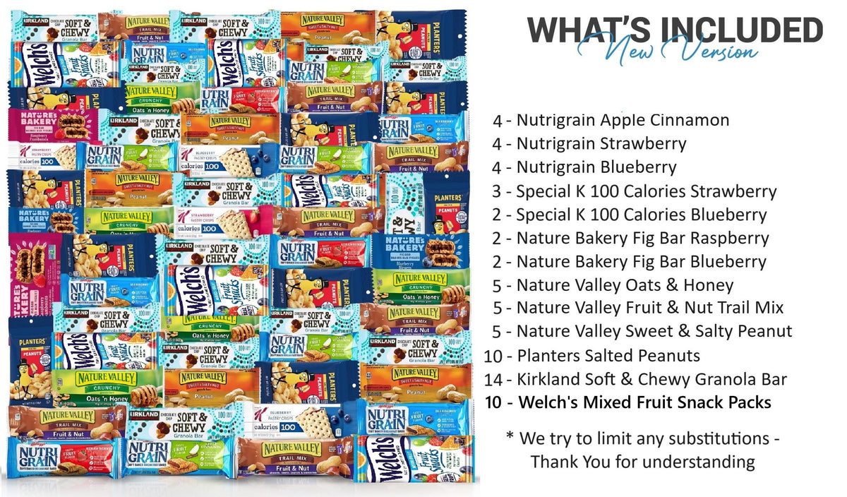 YESY Healthy Snacks Gift Box – 70-Count Variety Pack of Granola Bars & Breakfast Bars