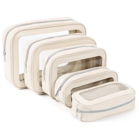 YOPCDJ 5PCS Diaper Bag Organizer Pouch Set, TSA Approved Toiletry Bag，Clear Waterproof TPU Makeup Bag Set Travel Organizer Bags for Women and Kids