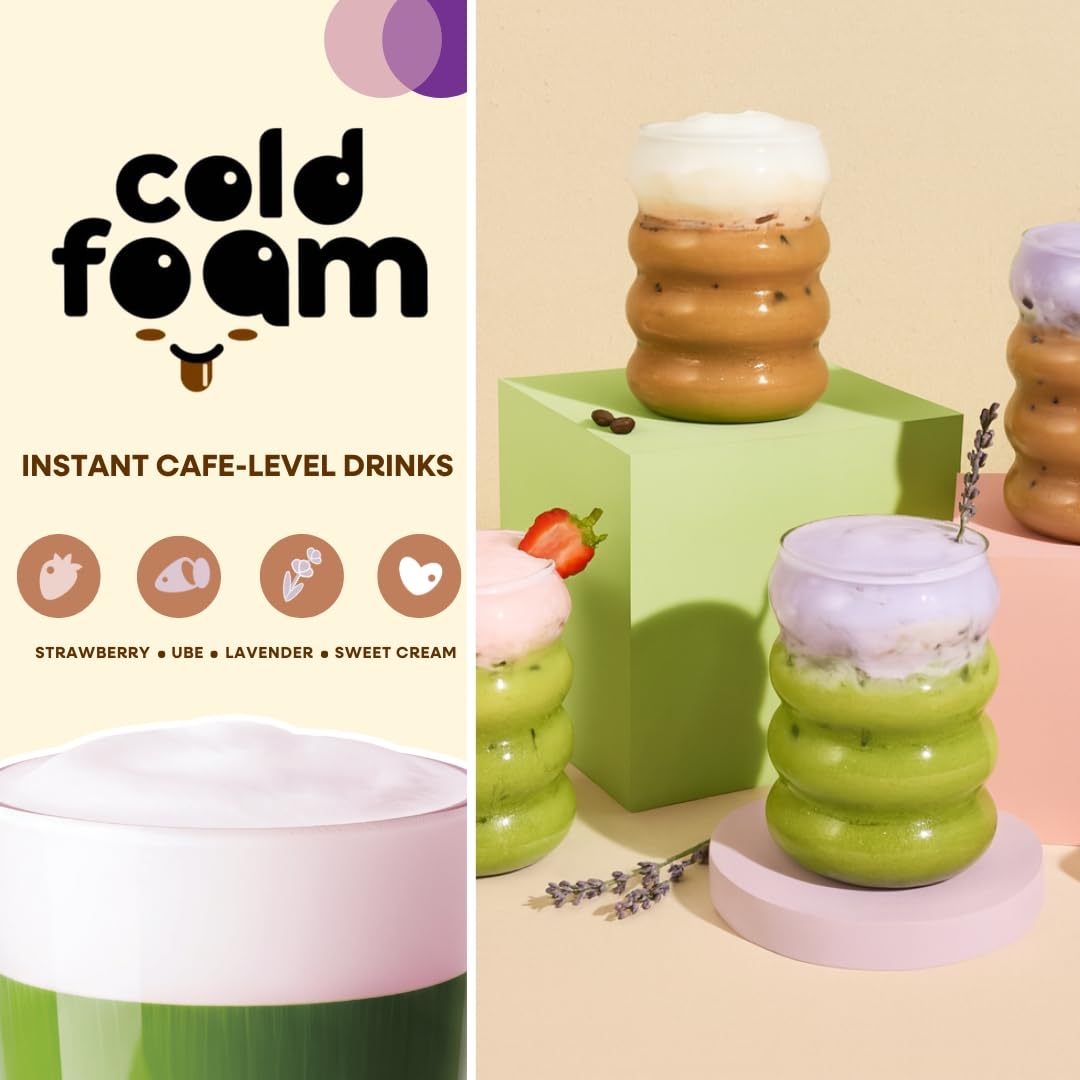 YULU FOODS Sweet Cream Instant Cold Foam Sticks – Non-Dairy Vanilla Cold Foam for Iced Coffee, Tea & Matcha