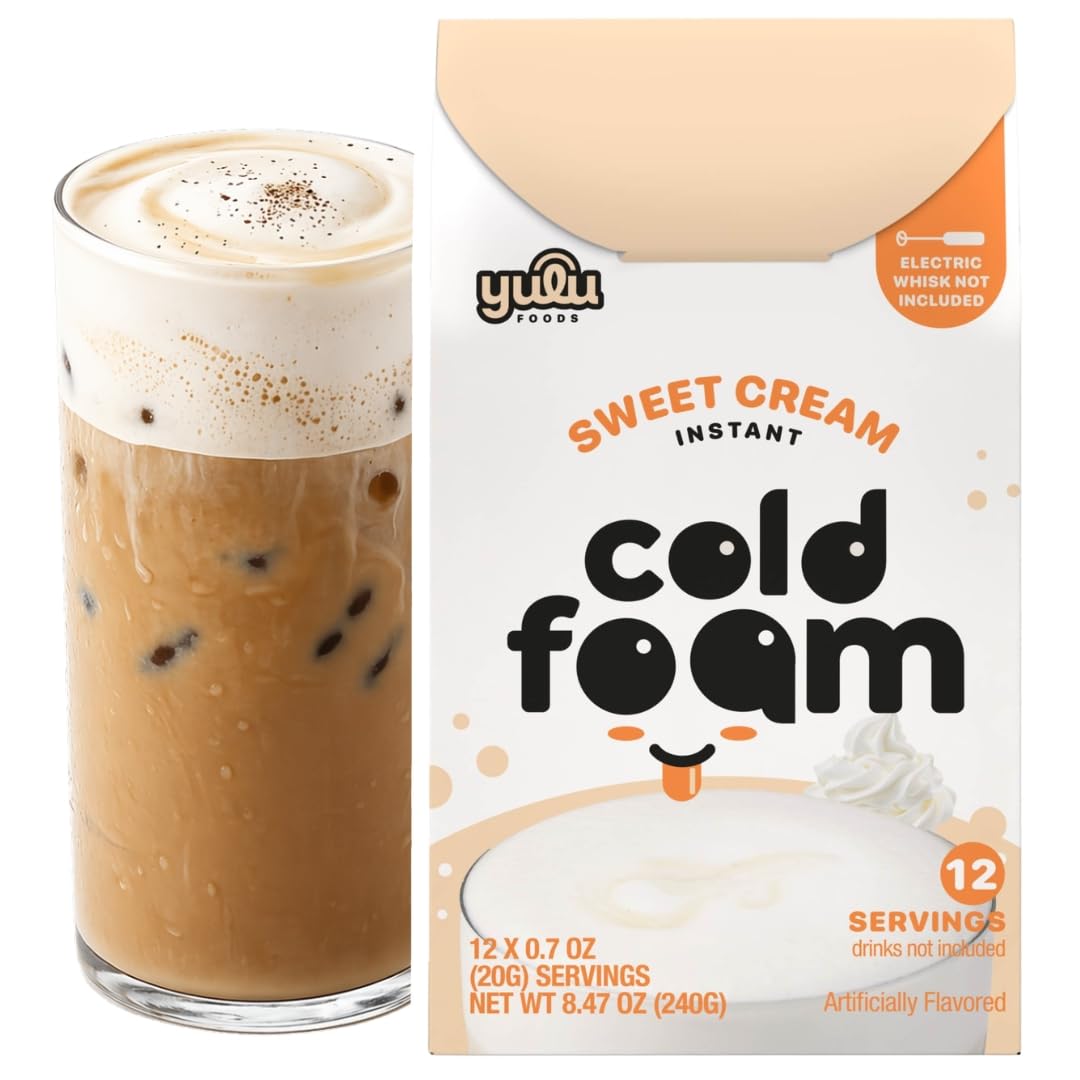 YULU FOODS Sweet Cream Instant Cold Foam Sticks – Non-Dairy Vanilla Cold Foam for Iced Coffee, Tea & Matcha