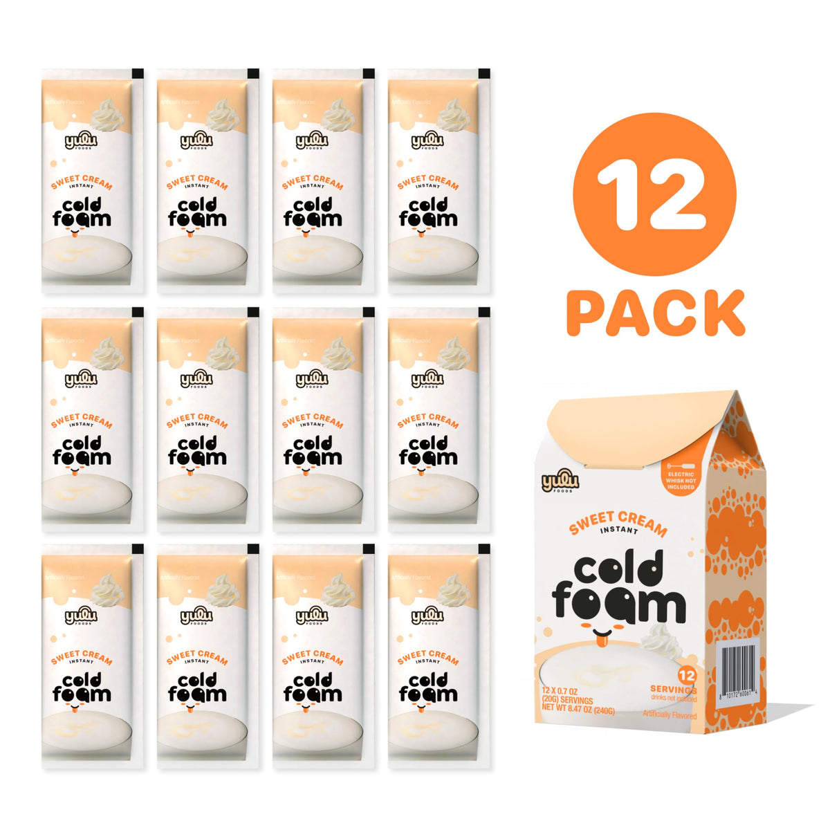YULU FOODS Sweet Cream Instant Cold Foam Sticks – Non-Dairy Vanilla Cold Foam for Iced Coffee, Tea & Matcha