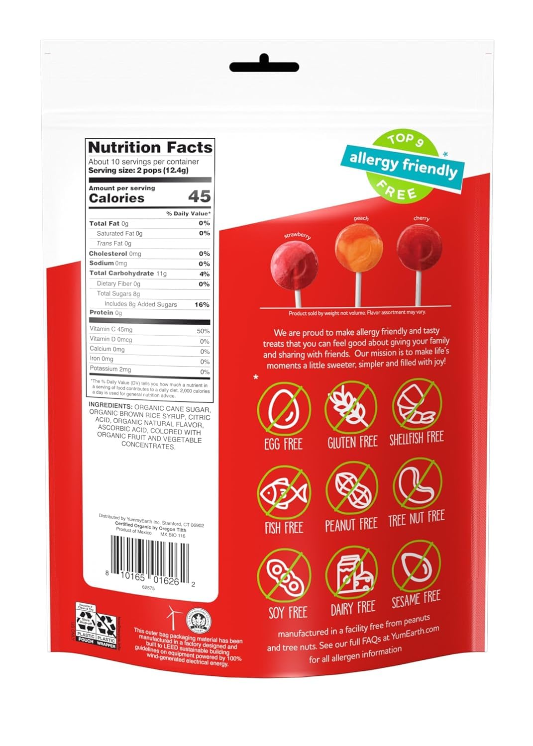 YumEarth Organic Lollipops – Assorted Flavors, 6-Pack (120 Lollipops) | Allergy Friendly, Non-GMO, Gluten Free, Vegan Candy