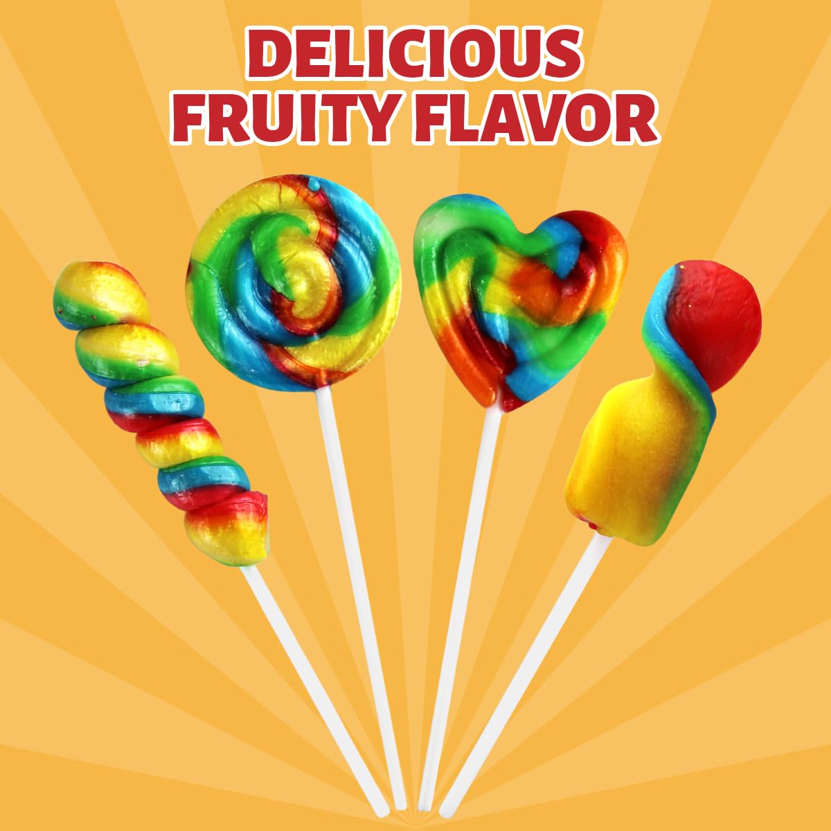 Yumzo Carnival Lollipops Rainbow Twist – 100 Count, Individually Wrapped Unicorn Party Favors