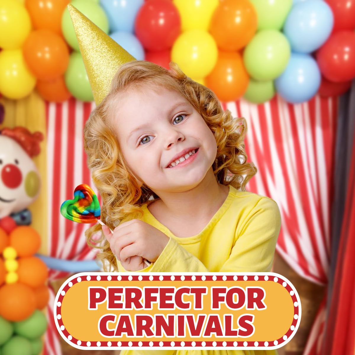 Yumzo Carnival Lollipops Rainbow Twist – 100 Count, Individually Wrapped Unicorn Party Favors