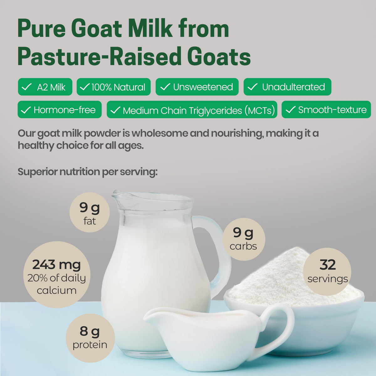 Z Natural Foods Goat Milk Powder – Pure Netherlands Full-Cream Goat Milk, 2 lbs