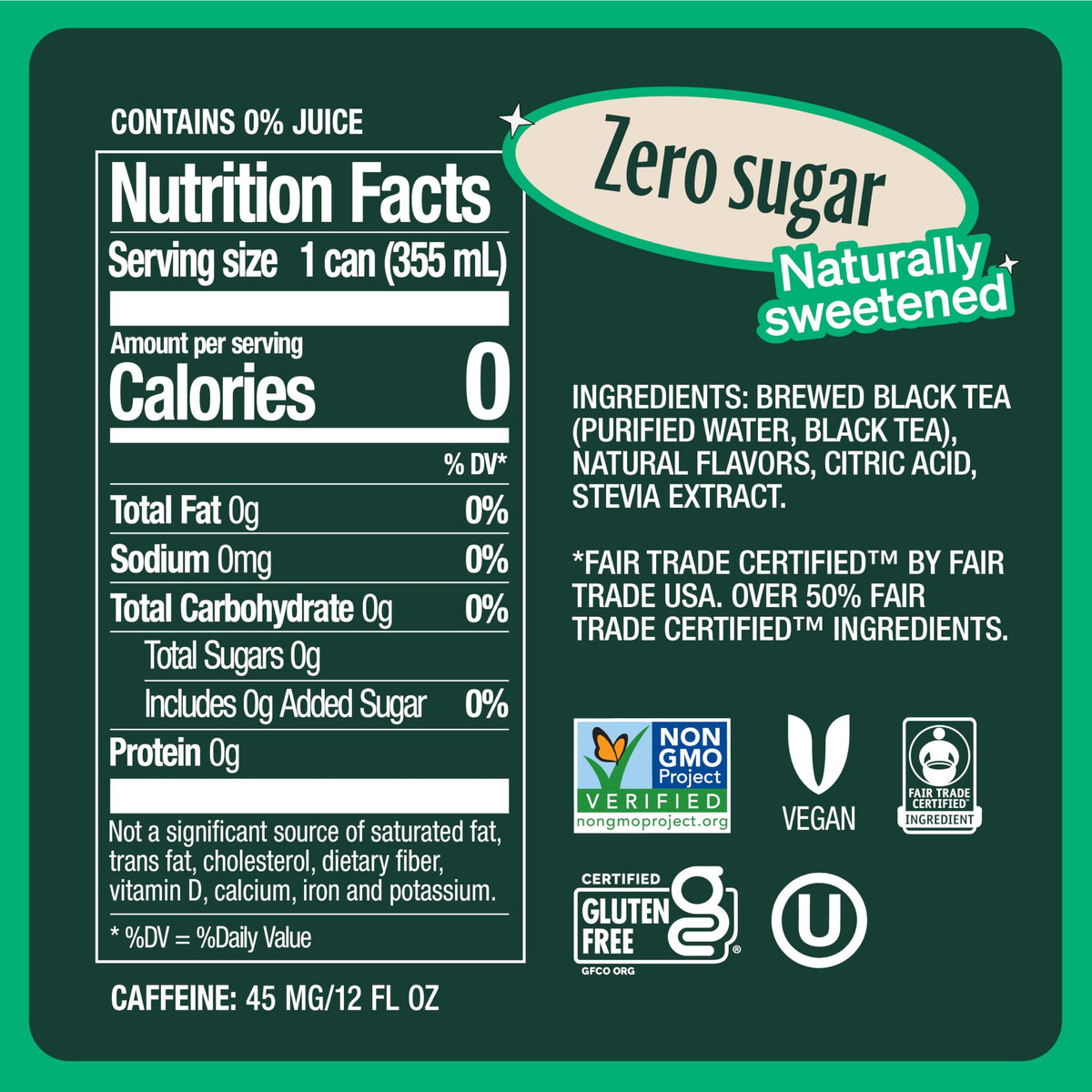 Zevia Black Tea Raspberry – Zero Sugar, Zero Calorie, 12 oz Cans (12-Pack)