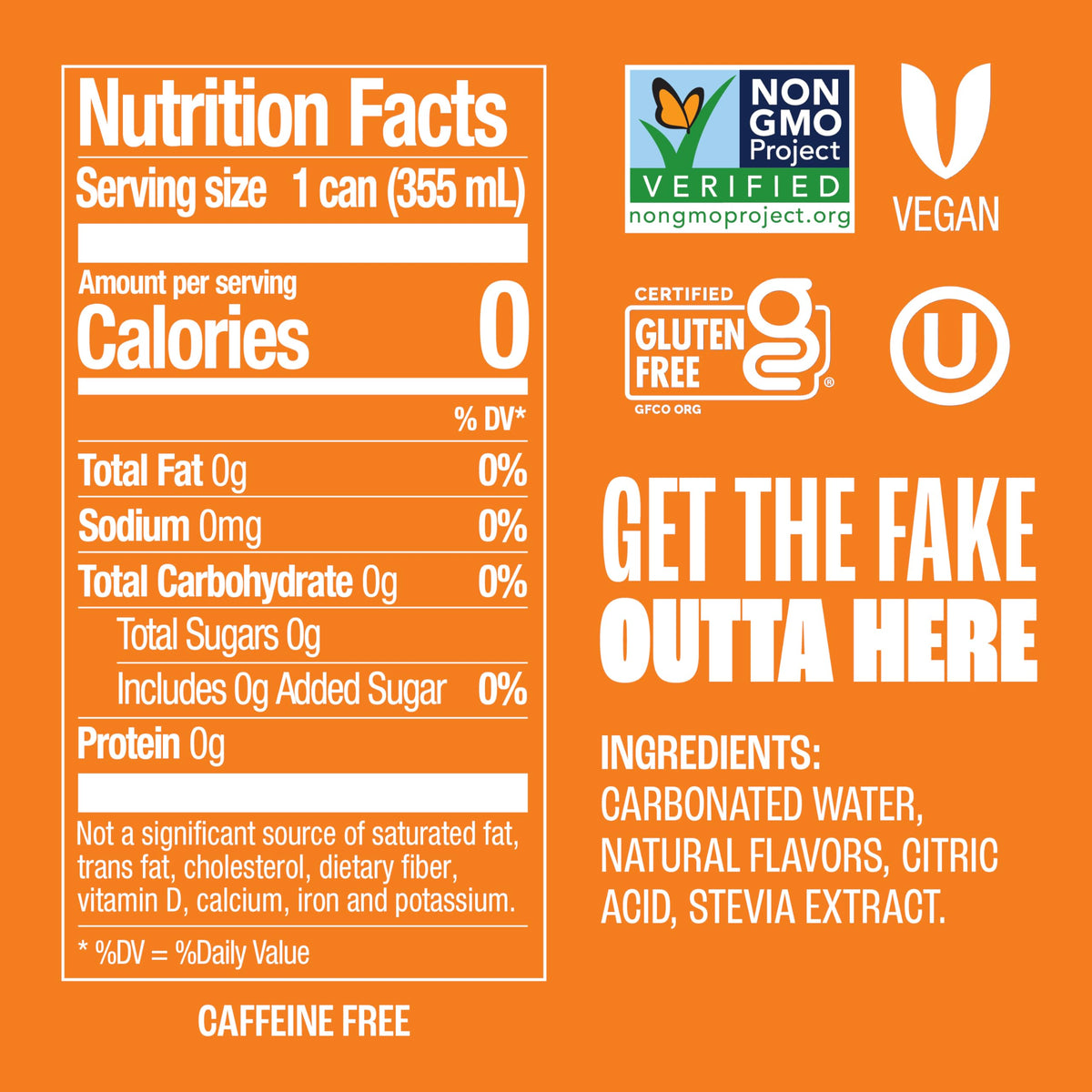 Zevia Orange Creamsicle Zero Sugar Soda – 12 oz Cans (24-Pack), Caffeine Free, Non-GMO, Gluten-Free, Vegan