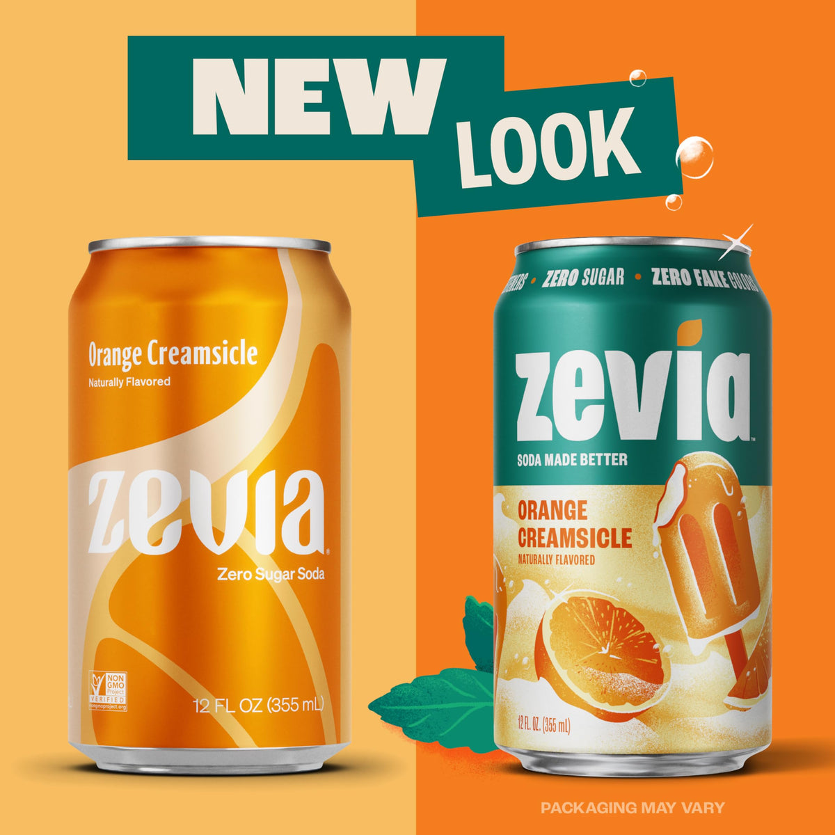 Zevia Orange Creamsicle Zero Sugar Soda – 12 oz Cans (24-Pack), Caffeine Free, Non-GMO, Gluten-Free, Vegan