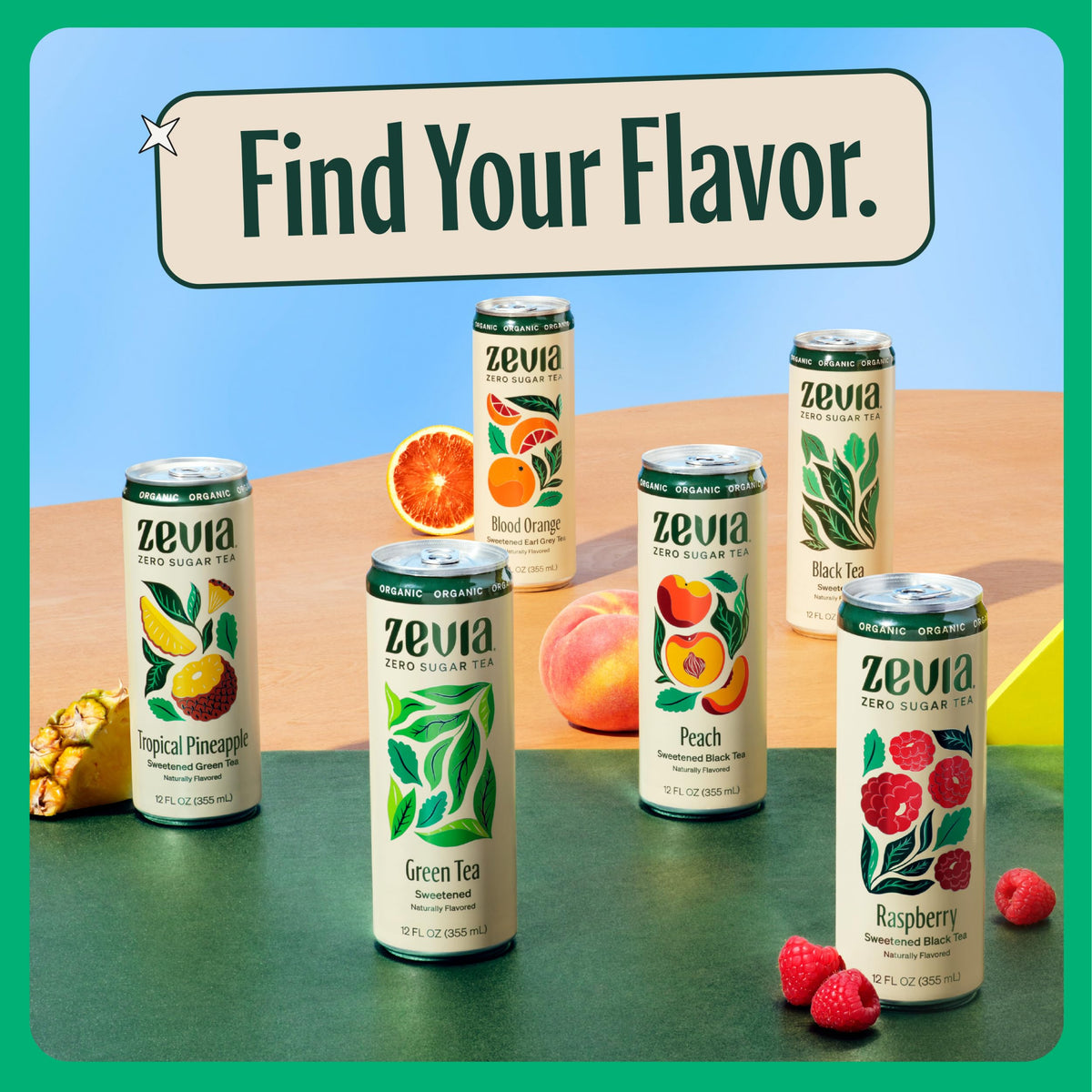 Zevia Black Tea Raspberry – Zero Sugar, Zero Calorie, 12 oz Cans (12-Pack)