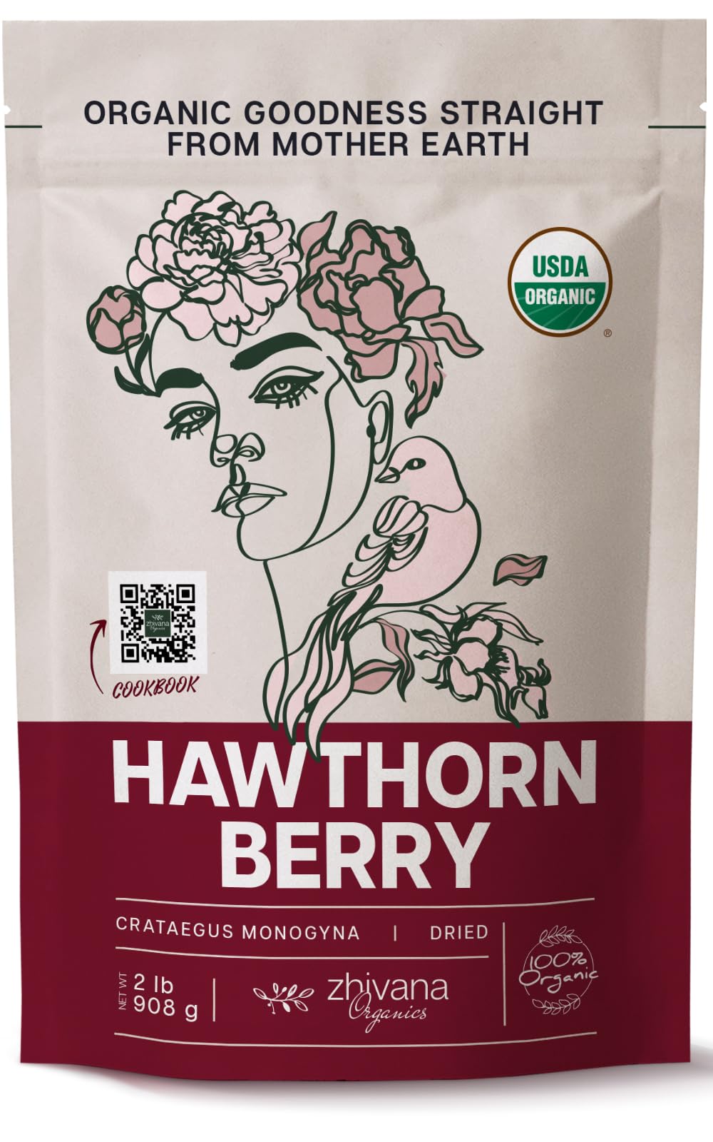 Zhivana Organics Hawthorn Berry Tea Organic (32oz) – Hawthorn Berries for Tea, Tinctures & Recipes