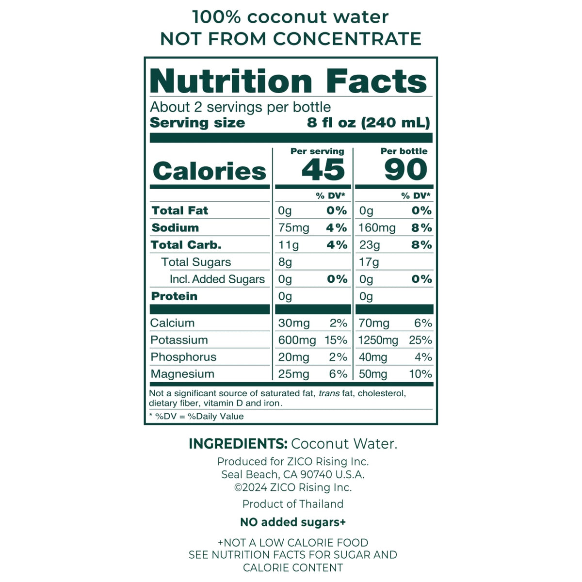 ZICO 100% Coconut Water — No Added Sugar, Natural Electrolyte Hydration, 16.9oz Pack of 12