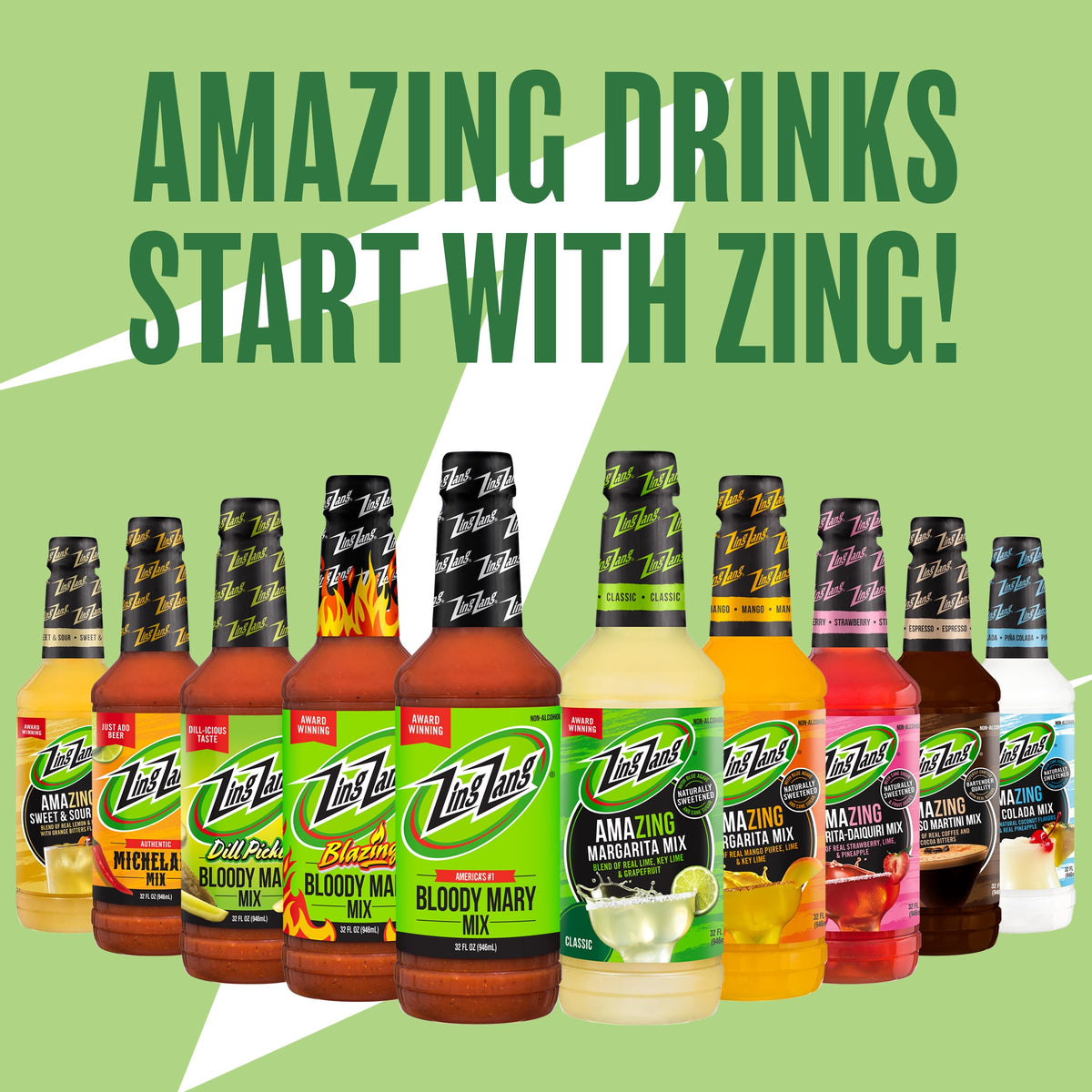 Zing Zang Bloody Mary Mix Variety Pack – Original, Blazing & Pickle (32 oz each, Pack of 3)
