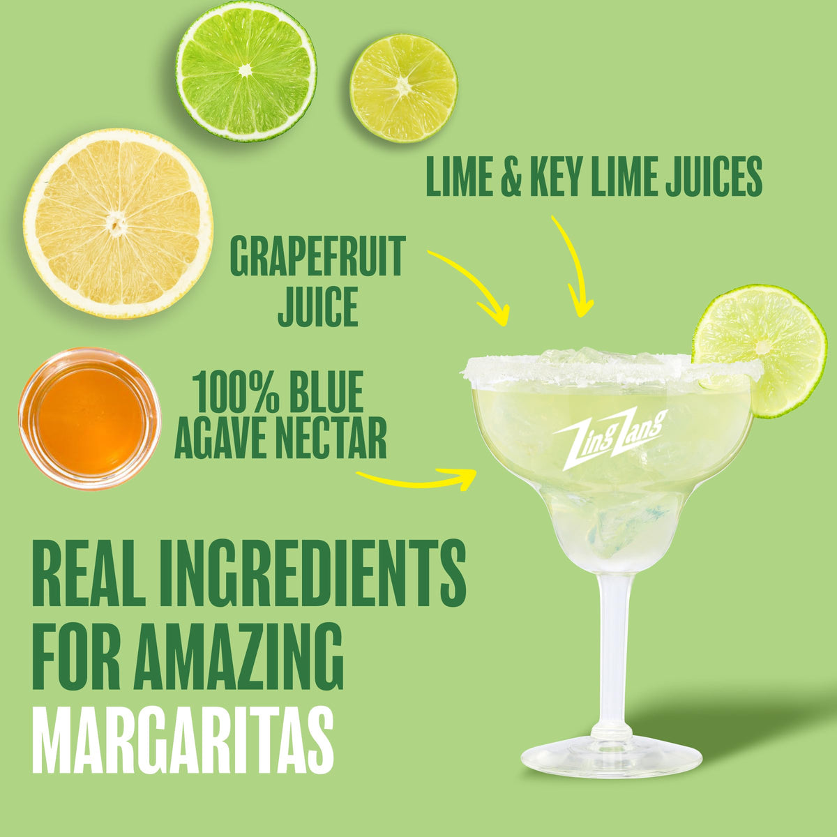 Zing Zang Margarita Mix – Mango, Lime & Key Lime Juice Blend | Non-Alcoholic Cocktail Mixer, 32 Fl Oz Bottles (Pack of 3)