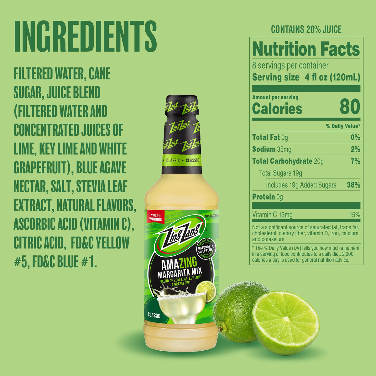 Zing Zang Margarita Mix – Mango, Lime & Key Lime Juice Blend | Non-Alcoholic Cocktail Mixer, 32 Fl Oz Bottles (Pack of 3)