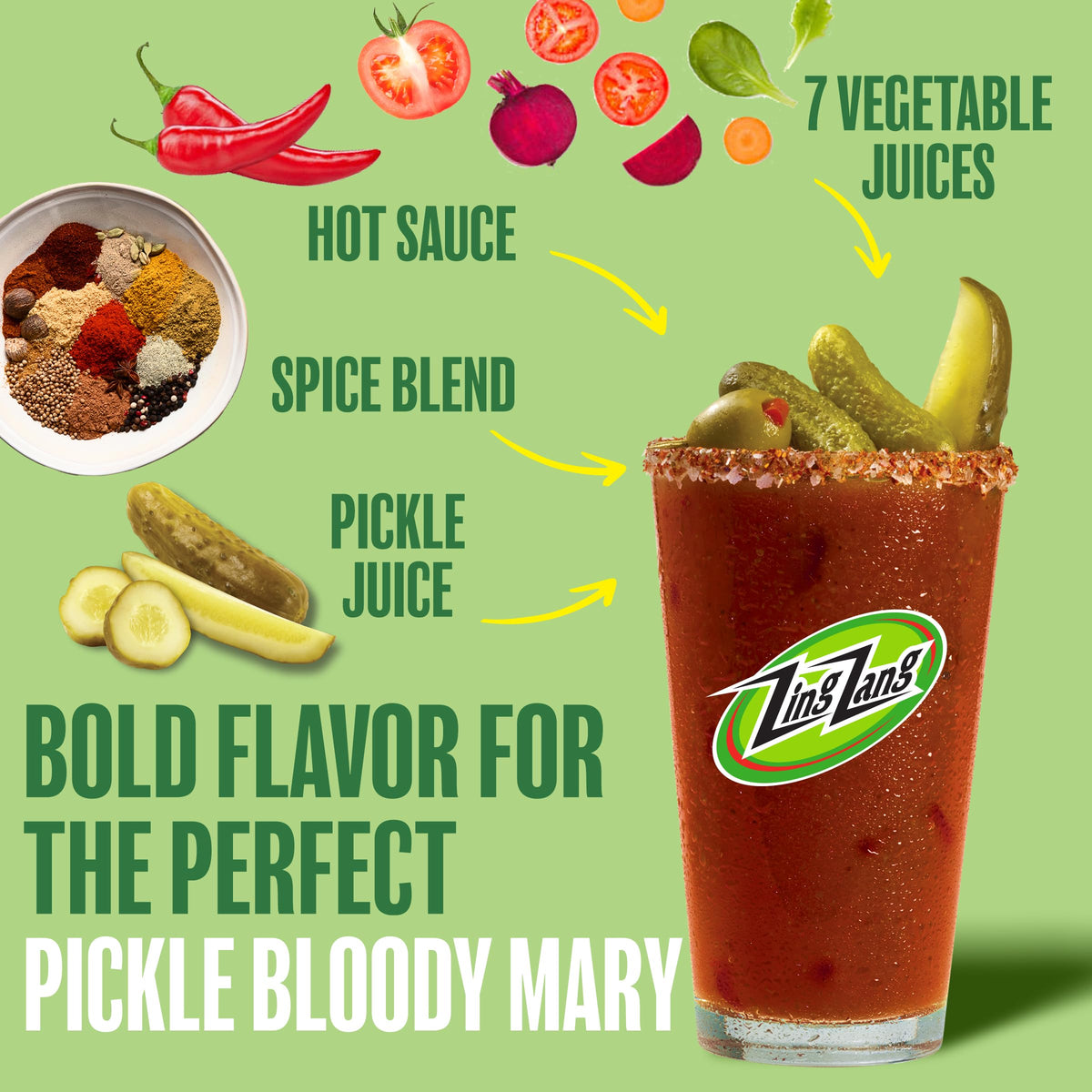 Zing Zang Bloody Mary Mix Variety Pack – Original, Blazing & Pickle (32 oz each, Pack of 3)
