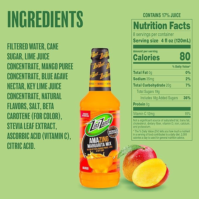 Zing Zang Margarita Mix Variety Pack – 3 x 32 oz Bottles (Margarita, Strawberry Daiquiri, Mango)